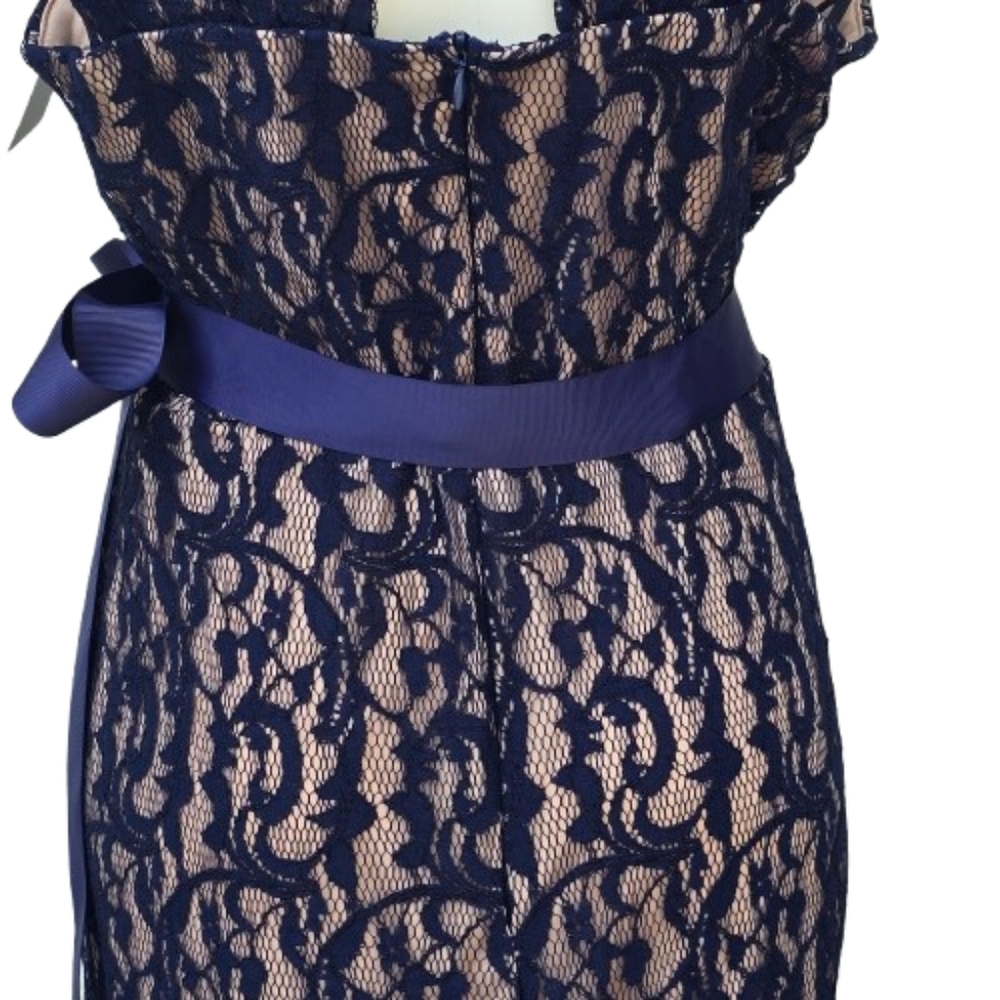 Elegant Lace Evening Dress Navy and Cream Sz 3XL - Picture 7 of 9